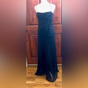 Timeless Black Spaghetti Strap Classic Long Cocktail Dress